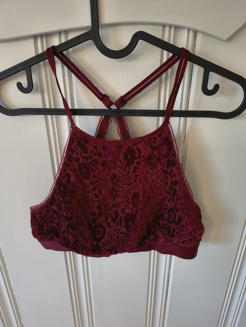 Aerie Floral Velvet Burnout High Neck Bralette